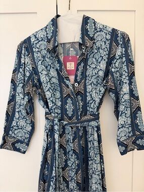 NWT Beyond by Vera Blue Shirt Maxi Dress Size XS